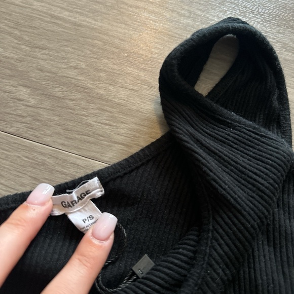 Garage Black Ribbed One-Shoulder Top - Picture 2 of 2